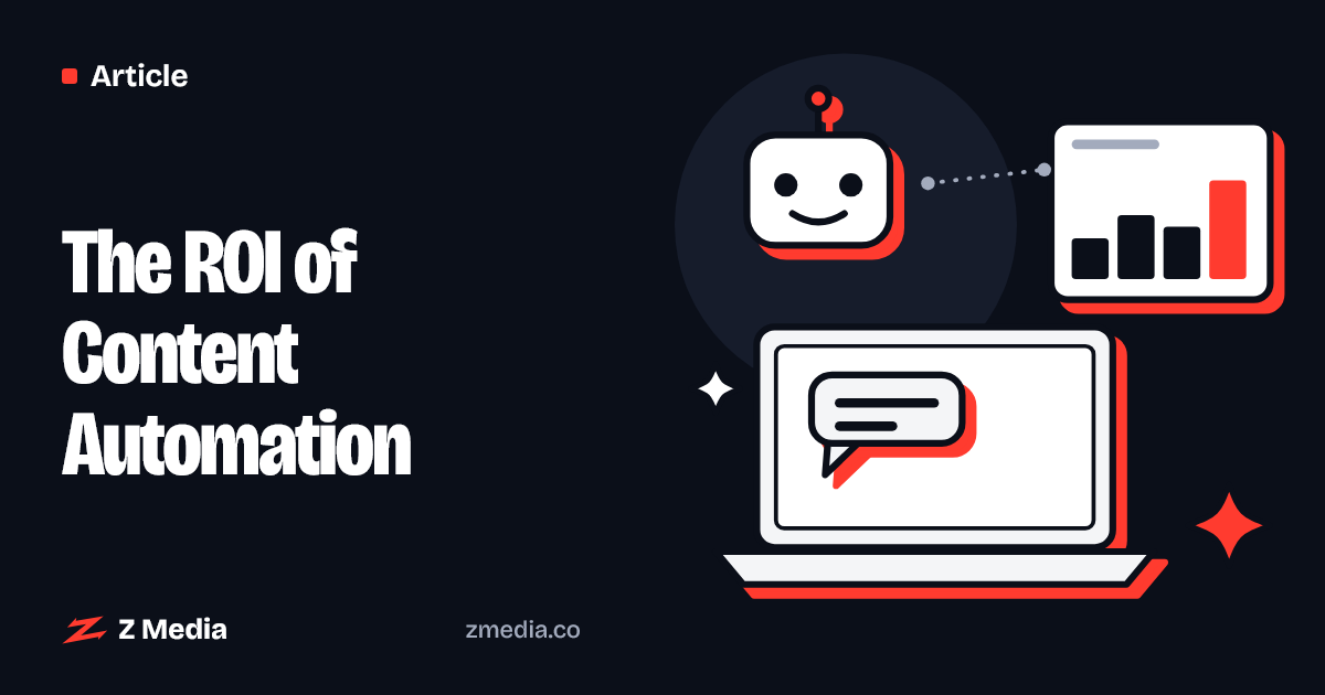 Flat illustration of a laptop, a friendly AI bot and a chart