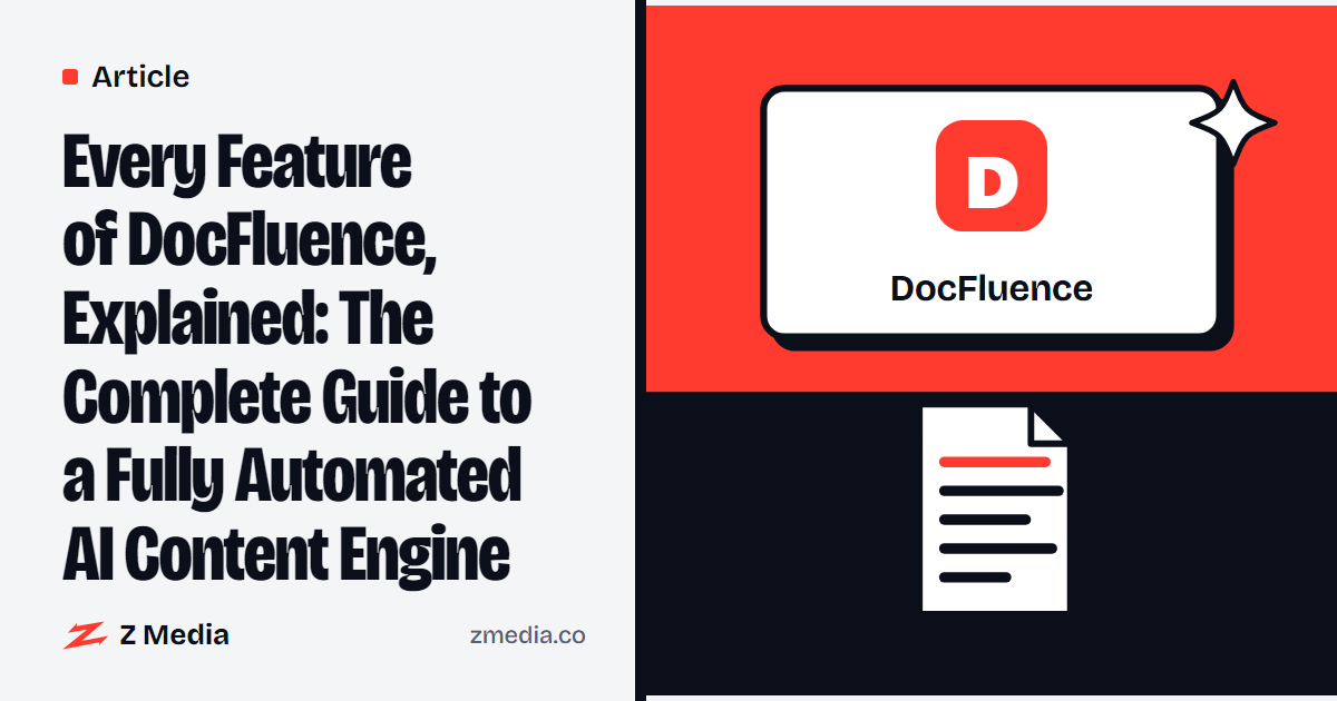 Docfluence logo beside a flat illustration of a doc