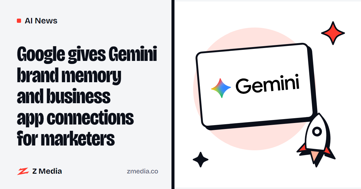 Gemini logo beside a flat illustration of a rocket