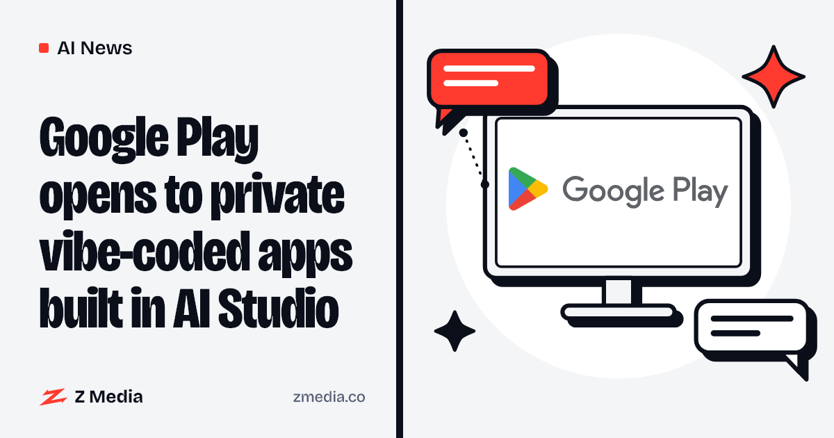 Google Play logo on a computer screen, flat illustration