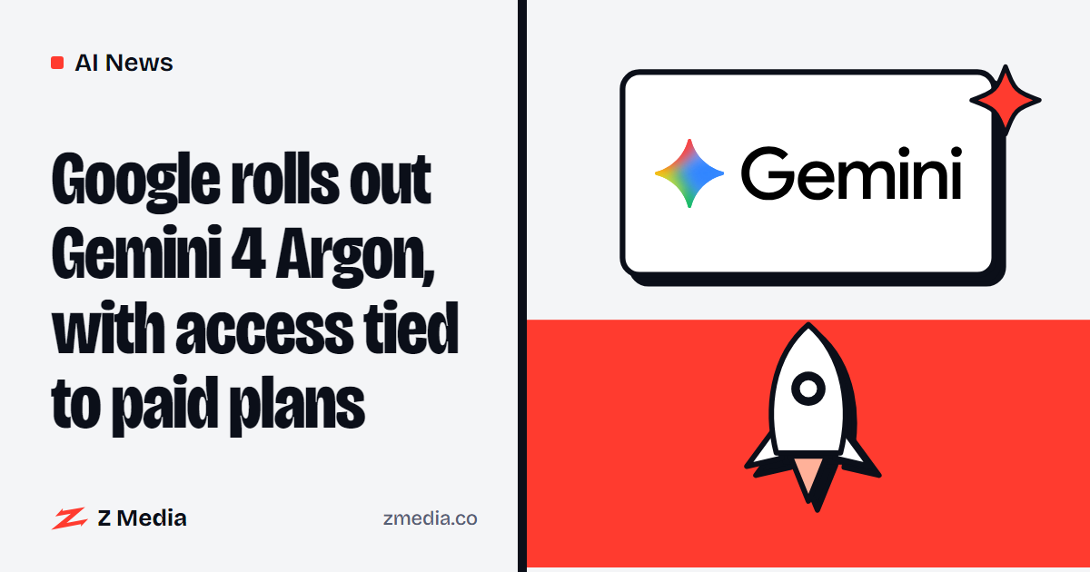 Gemini logo beside a flat illustration of a rocket