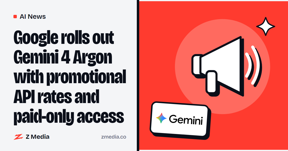 Gemini logo beside a flat illustration of a megaphone