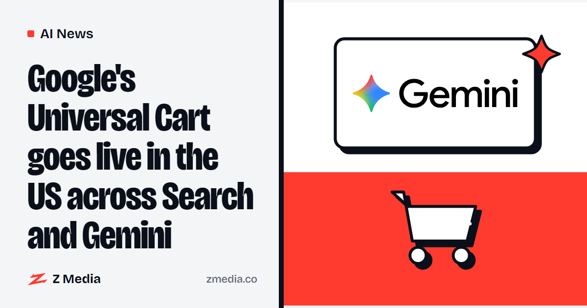 Gemini logo beside a flat illustration of a cart