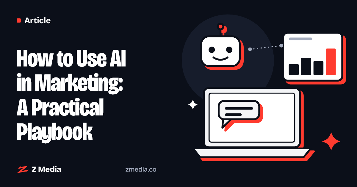 Flat illustration of a laptop, a friendly AI bot and a chart
