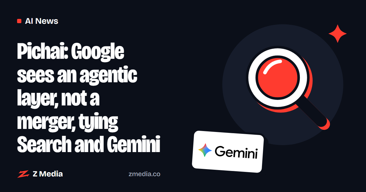 Gemini logo beside a flat illustration of a magnifier