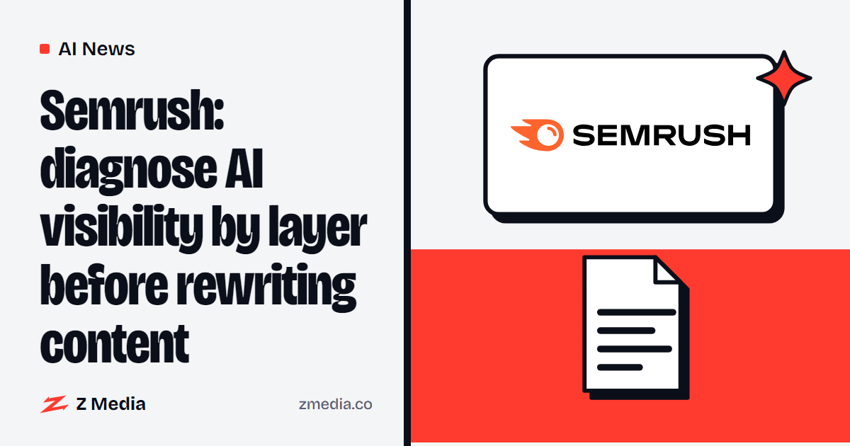 Semrush logo beside a flat illustration of a doc