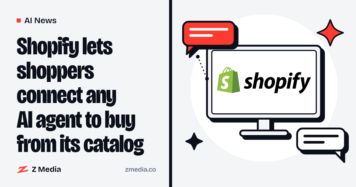 Shopify logo on a computer screen, flat illustration