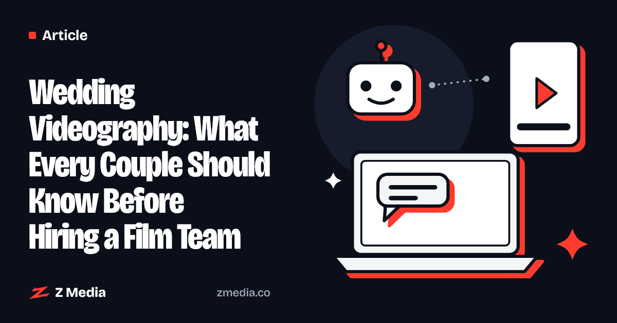 Flat illustration of a laptop, a friendly AI bot and a video player